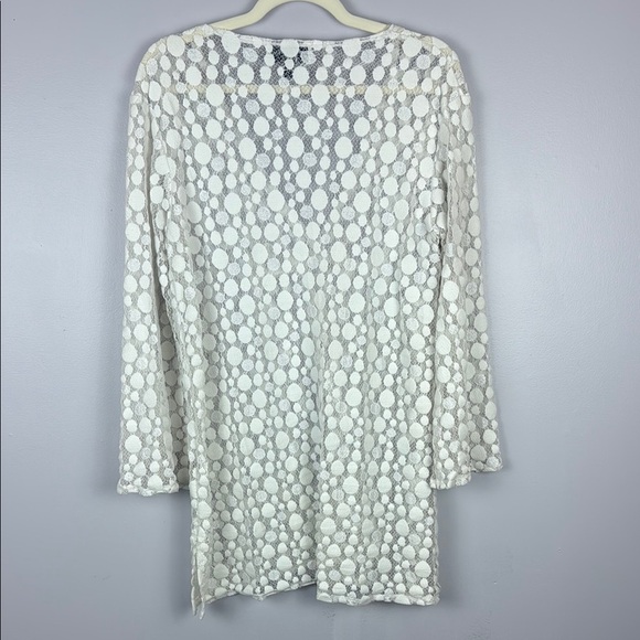 J. Valdi White Polka Dot Lace Long Sleeve Top Size XL - Picture 10 of 11